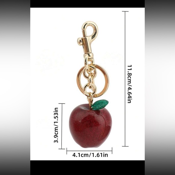 🍎Apple w/Green Leaf Purse Charm🍎 - Picture 3 of 6